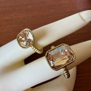 New Set of 2 Heidi Daus "Ring It Up" Champagne Color Crystal Stack Rings